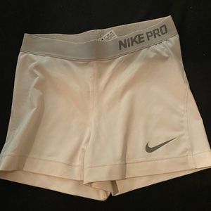 White Nike Pro 3” compression shorts